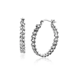 ZINZI zilveren oorringen met gourmet schakels 23x3,5mm ZIO2334