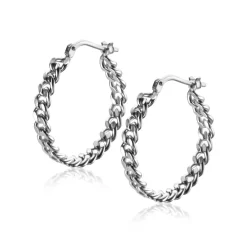 ZINZI zilveren oorringen met gourmet schakels 23x3,5mm ZIO2334