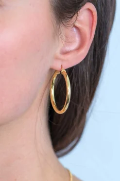 ZINZI zilveren oorringen 14K geel verguld 36x3mm rond ZIO2179G