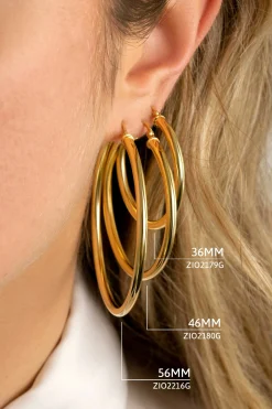 ZINZI zilveren oorringen 14K geel verguld 36x3mm rond ZIO2179G