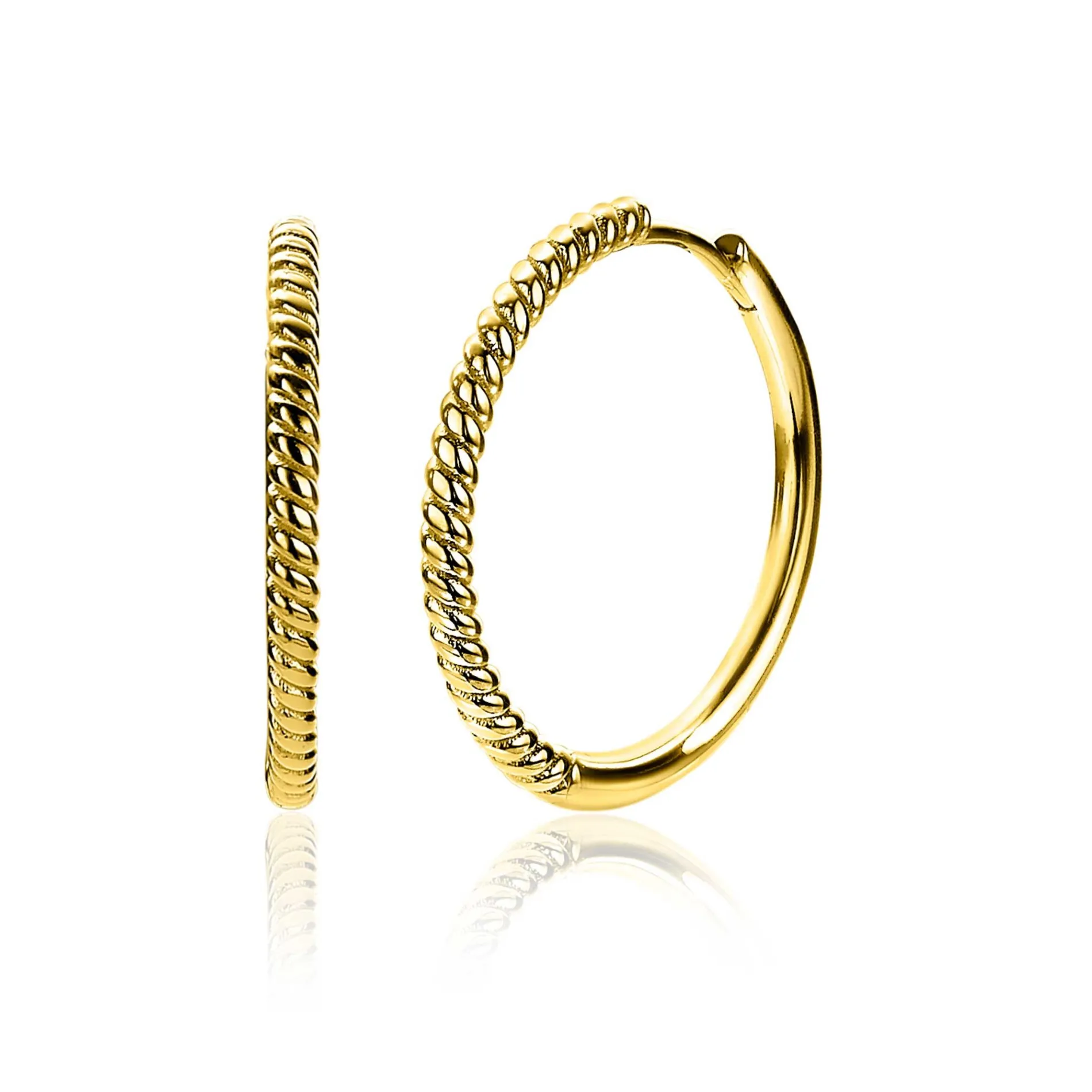 ZINZI zilveren oorringen 14K geelverguld gedraaid motief 25 x 2mm ZIO2129G