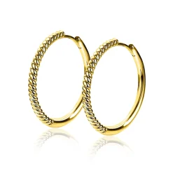 ZINZI zilveren oorringen 14K geelverguld gedraaid motief 25 x 2mm ZIO2129G