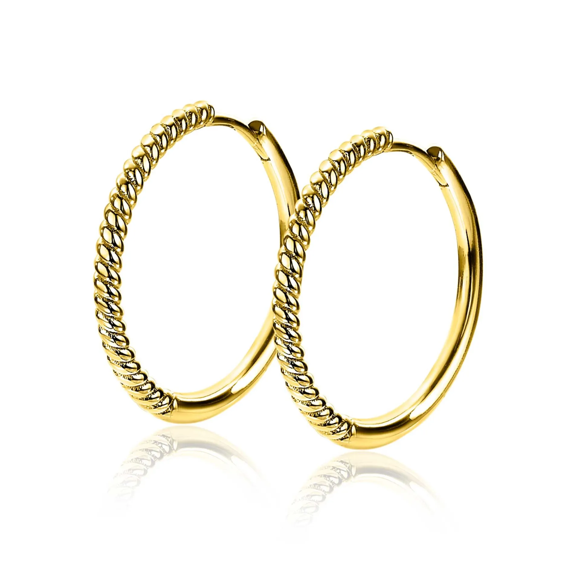 ZINZI zilveren oorringen 14K geelverguld gedraaid motief 25 x 2mm ZIO2129G