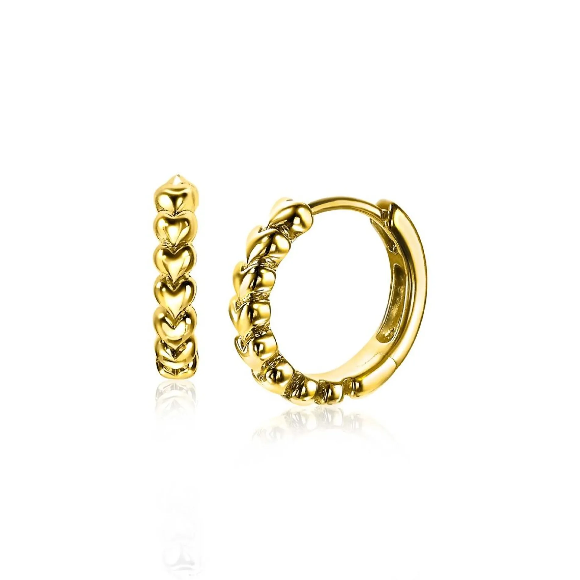 ZINZI zilveren oorringen 15x3mm 14K geel verguld met hartjes ZIO1798G