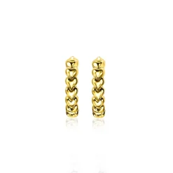 ZINZI zilveren oorringen 15x3mm 14K geel verguld met hartjes ZIO1798G