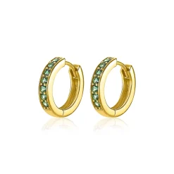 Zinzi zilveren oorringen geelverguld 15 x 3mm groen ZIO191GG