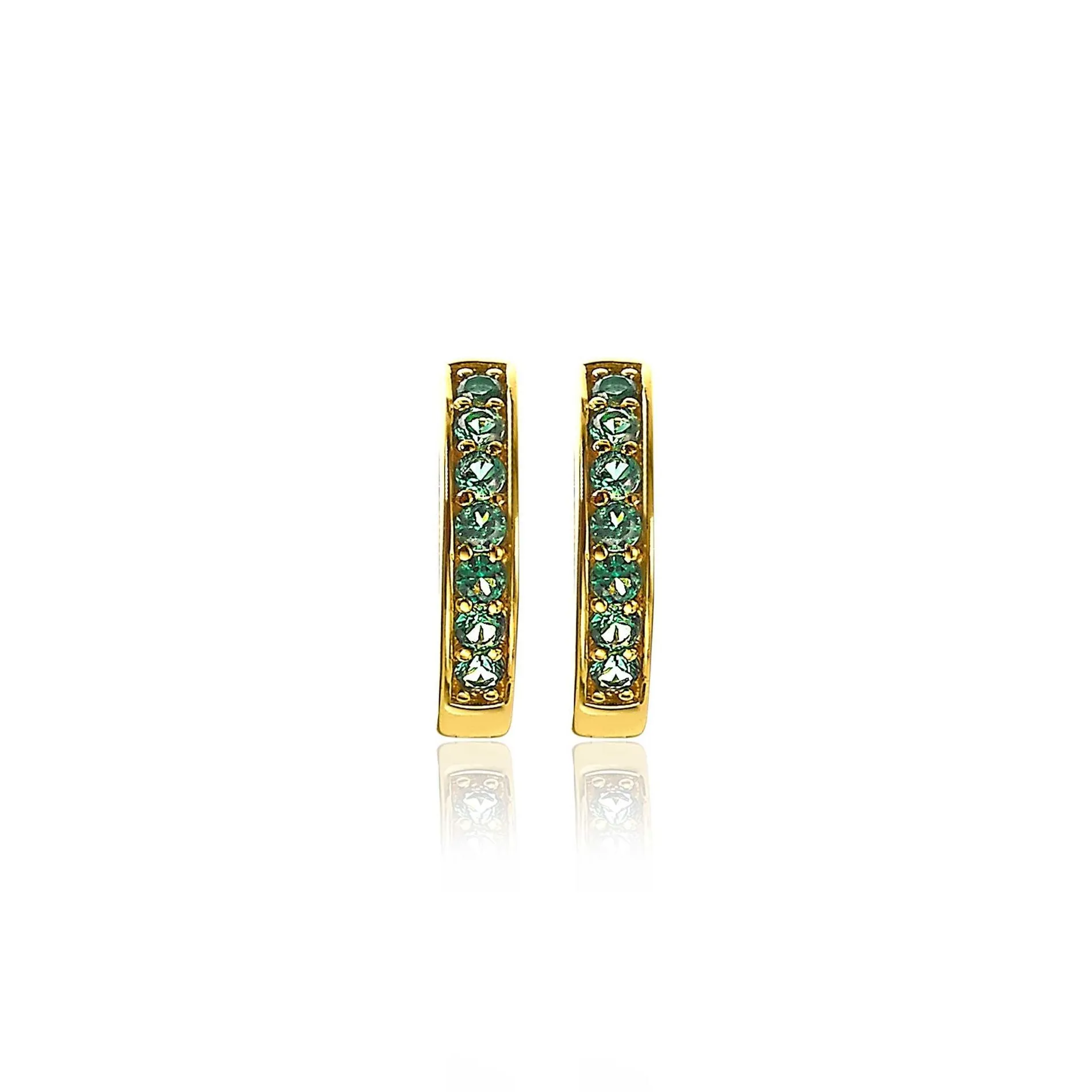 Zinzi zilveren oorringen geelverguld 15 x 3mm groen ZIO191GG