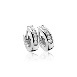Zinzi zilveren oorringen 12 x 3mm witte zirconia's met luxe klapsluiting ZIO187Z