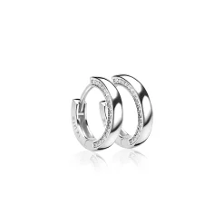 ZINZI zilveren oorringen 15 x 3mm witte zirconia's aan zijkant met luxe klapsluiting ZIO1513