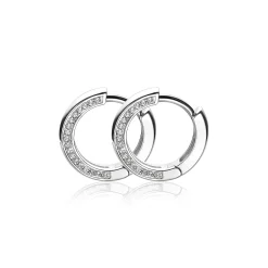 ZINZI zilveren oorringen 15 x 3mm witte zirconia's aan zijkant met luxe klapsluiting ZIO1513