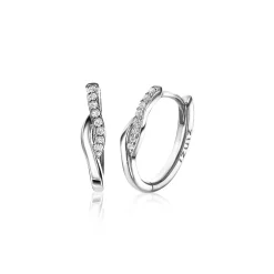 ZINZI zilveren oorringen 16x3mm crossover witte zirconia's ZIO1971