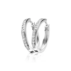 Zinzi zilveren oorringen 24 x 3mm witte zirconia's met luxe klapsluiting ZIO192Z