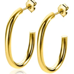 ZINZI zilveren oorringen 14K geel verguld open vorm 40x4mm ovaal ZIO2233G
