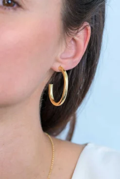 ZINZI zilveren oorringen 14K geel verguld open vorm 40x4mm ovaal ZIO2233G
