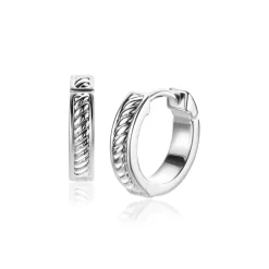 ZINZI zilveren oorringen (13mm), met gedraaide bewerking en luxe scharniersluiting ZIO2395