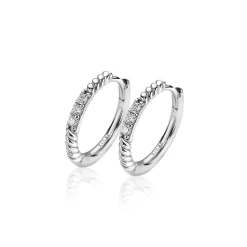 ZINZI zilveren oorringen gedraaid 16 x 2mm witte zirconia's ZIO2128