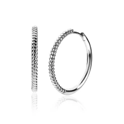 ZINZI zilveren oorringen gedraaid motief 25 x 2mm ZIO2129