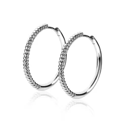 ZINZI zilveren oorringen gedraaid motief 25 x 2mm ZIO2129