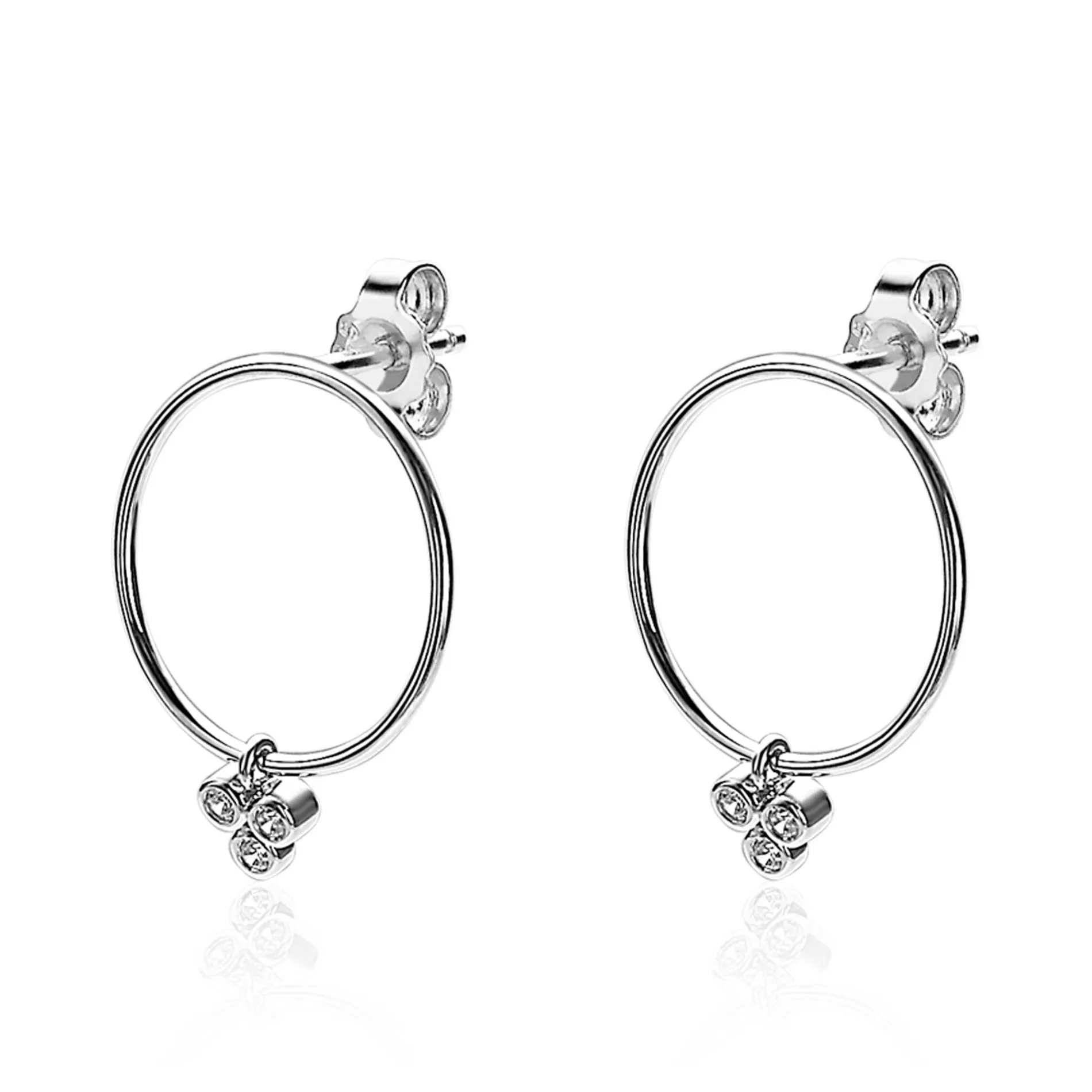 ZINZI zilveren oorsieraden 20mm rond wit ZIO1829CR