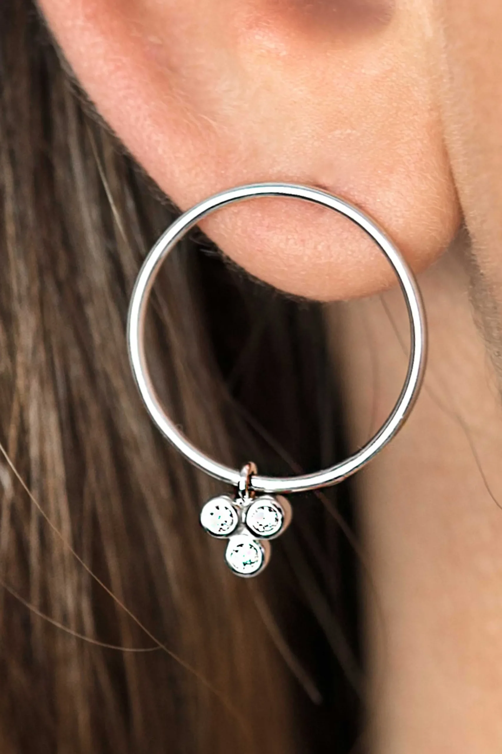 ZINZI zilveren oorsieraden 20mm rond wit ZIO1829CR