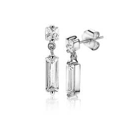 ZINZI zilveren oorsieraden 15mm baguette rechthoek vierkant wit ZIO2056