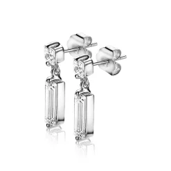 ZINZI zilveren oorsieraden 15mm baguette rechthoek vierkant wit ZIO2056