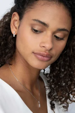 ZINZI zilveren oorsieraden 15mm baguette rechthoek vierkant wit ZIO2056