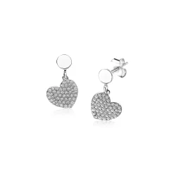 ZINZI zilveren oorsieraden bungelend hart wit ZIO1696