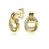 ZINZI zilveren oorstekers 14K geelverguld 13mm met elkaar verbonden ronde vormen glad en witte zirconia ZIO2266Y