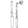ZINZI zilveren oorstekers lange paperclip ketting met ronde witte zirconia 49mm ZIO2364