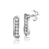 ZINZI zilveren oorstekers staafje 12mm ovale vorm bezet met witte zirconia's ZIO2270