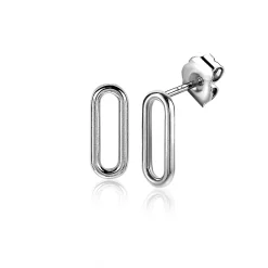 ZINZI zilveren oorstekers 14mm ovaal glad ZIO2210