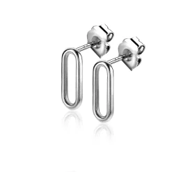 ZINZI zilveren oorstekers 14mm ovaal glad ZIO2210