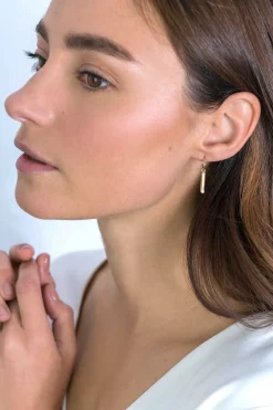 ZINZI zilveren oorstekers in 14K geel verguld met staafje 26mm ZIO2099G