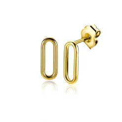 ZINZI zilveren oorstekers 14K geel verguld 14mm ovaal glad ZIO2210G