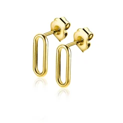 ZINZI zilveren oorstekers 14K geel verguld 14mm ovaal glad ZIO2210G