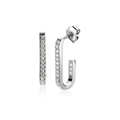 ZINZI zilveren oorstekers in ovale vorm (20mm) bezet met witte zirconia's ZIO2310