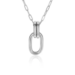 ZINZI zilveren ovale hanger 33mm met dubbele hangogen ZIH2350 (zonder collier)