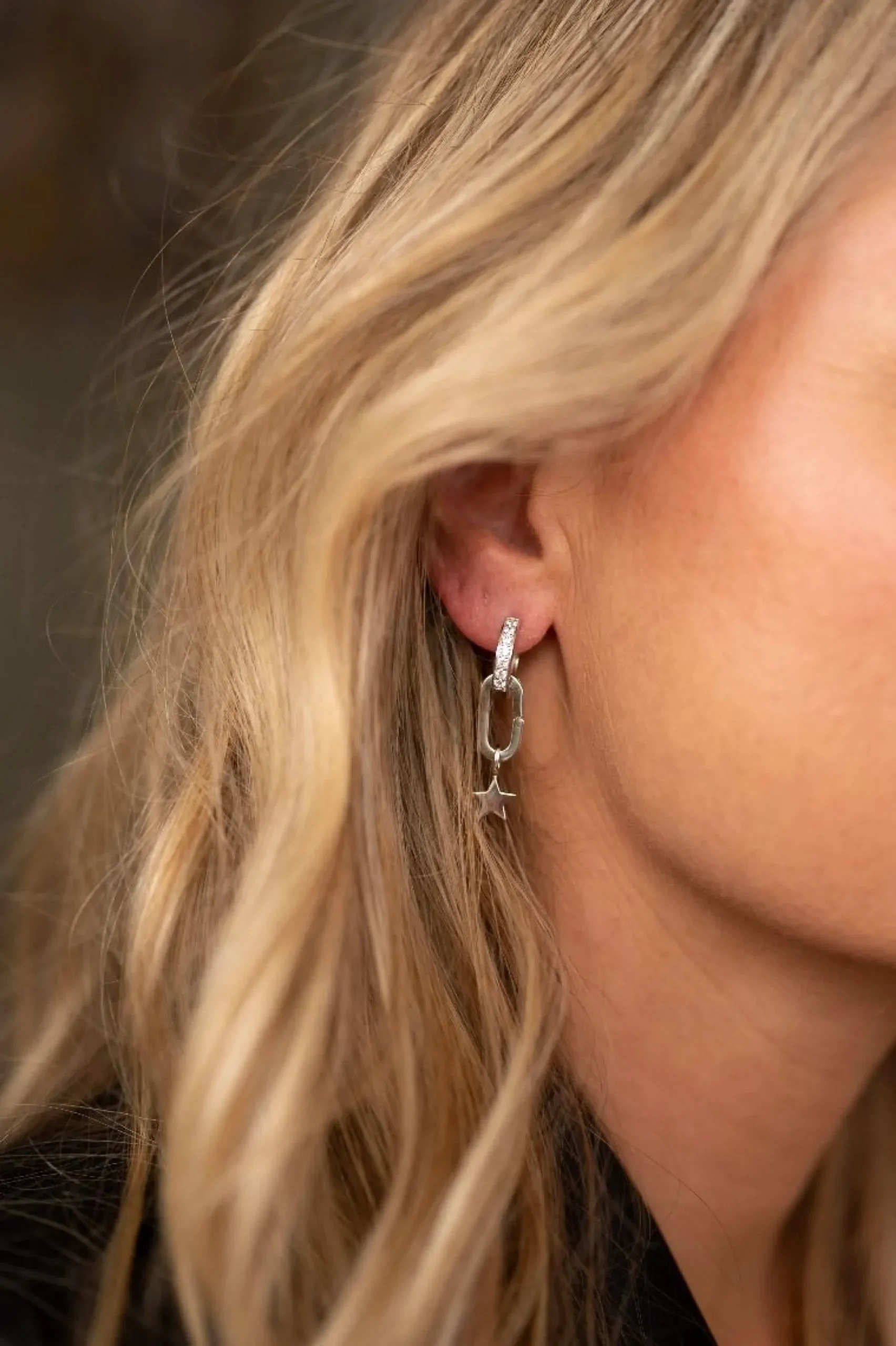 ZINZI zilveren ovale oorbedels sluitring 16mm voor je losse hangertjes ZICH2060 (zonder oorringen)