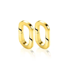 ZINZI zilveren ovale oorbedels 14K geel verguld sluitring 16mm voor je losse hangertjes ZICH2060G (zonder oorringen)