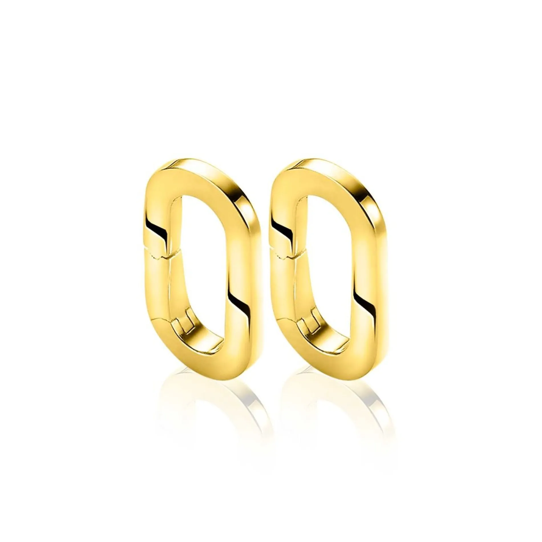 ZINZI zilveren ovale oorbedels 14K geel verguld sluitring 16mm voor je losse hangertjes ZICH2060G (zonder oorringen)