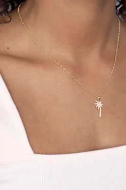 ZINZI zilveren palmboom hanger 14K geel verguld wit 18mm ZIH2083 (zonder collier)