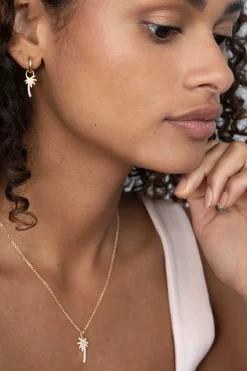 ZINZI zilveren palmboom hanger 14K geel verguld wit 18mm ZIH2083 (zonder collier)