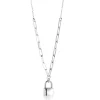 ZINZI zilveren paperclip schakelketting 45cm met trendy slotje als bedel 40-45cm ZIC2355