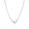 ZINZI zilveren paperclip schakelketting met twee verbonden schakels bezet met witte zirkonia's 40-45cm ZIC2690