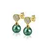 Zinzi zilveren parel oorknoppen geelverguld 8mm groen ZIO1151GG