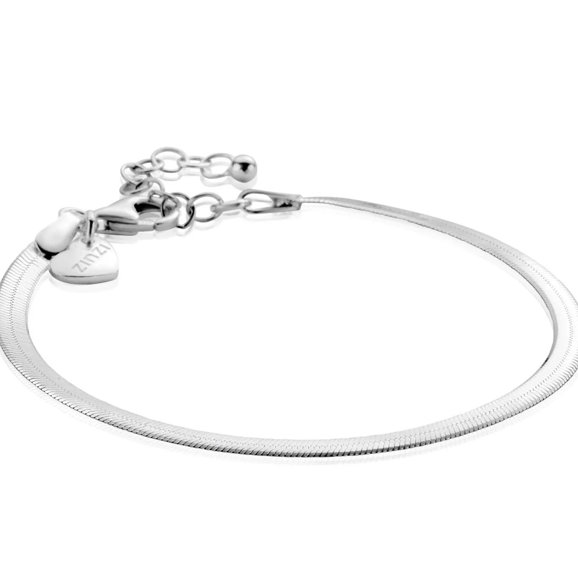 ZINZI zilveren platte slangen-armband 3,5mm breed ZIA2292