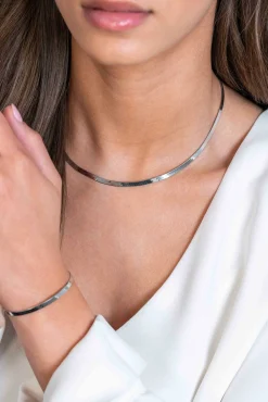 ZINZI zilveren platte slangen-ketting 45cm 3,5mm breed ZIC2292