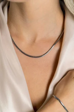 ZINZI zilveren platte slangen-ketting 45cm 3,5mm breed ZIC2402