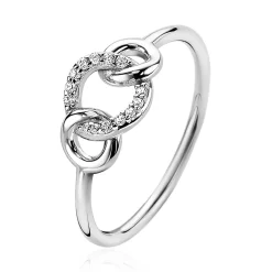 ZINZI zilveren ring 3 ronde vormen wit ZIR2045